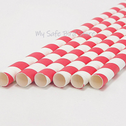 Colossal Red & White Paper Straws 8.5"