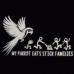 Macaw "Eats Your Stick Family" Decal