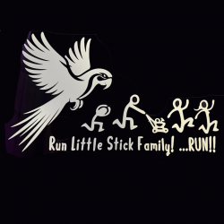 Macaw "Run Little Stick Family" Decal