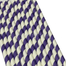Paper Straw Purple Stripe 10-Pack