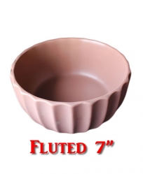 Ceramic Food Bowl Fluted Design 7"