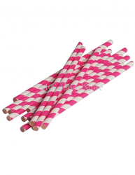 Paper Straws Hot Pink Striped