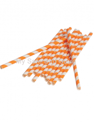 Paper Straws Orange Striped