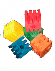 Grooved Blocks drilled 1.5x1.5 Colored 5 Pack
